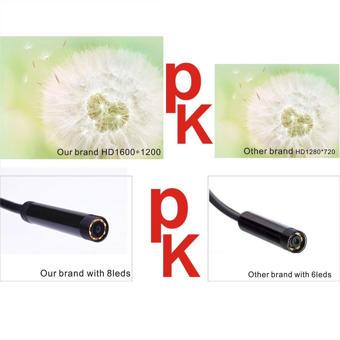 Smartphone endoscope camera - 5m, 1200p HD, 8 LED lights, Wifi - Image 2