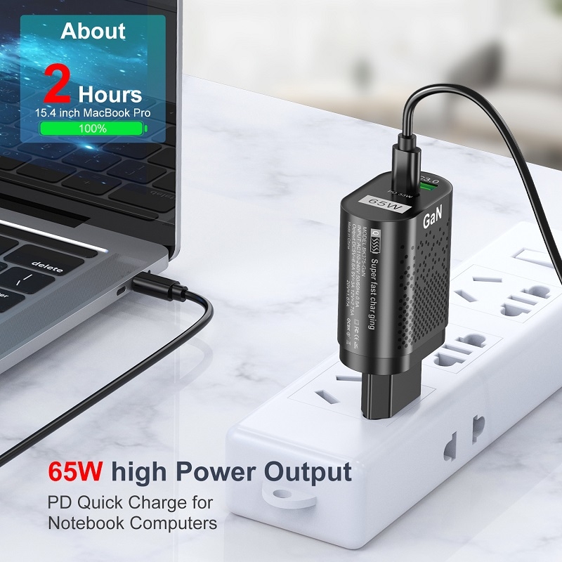 European travel Fast Charging Adapter USB+Type-C 65W GaN Mobile Phone Charger PD Fast Charge Computer Adapter, Color: White - Image 2