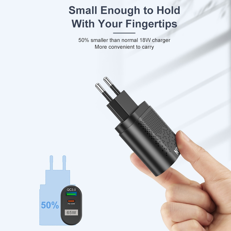 European travel Fast Charging Adapter USB+Type-C 65W GaN Mobile Phone Charger PD Fast Charge Computer Adapter, Color: White - Image 7