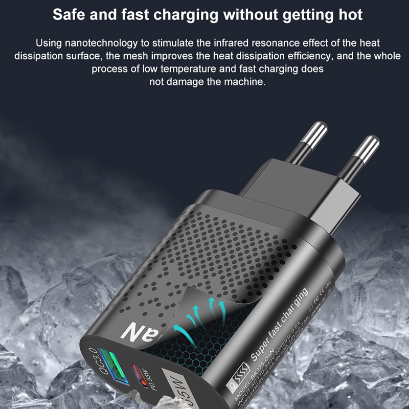 European travel Fast Charging Adapter USB+Type-C 65W GaN Mobile Phone Charger PD Fast Charge Computer Adapter, Color: White - Image 9