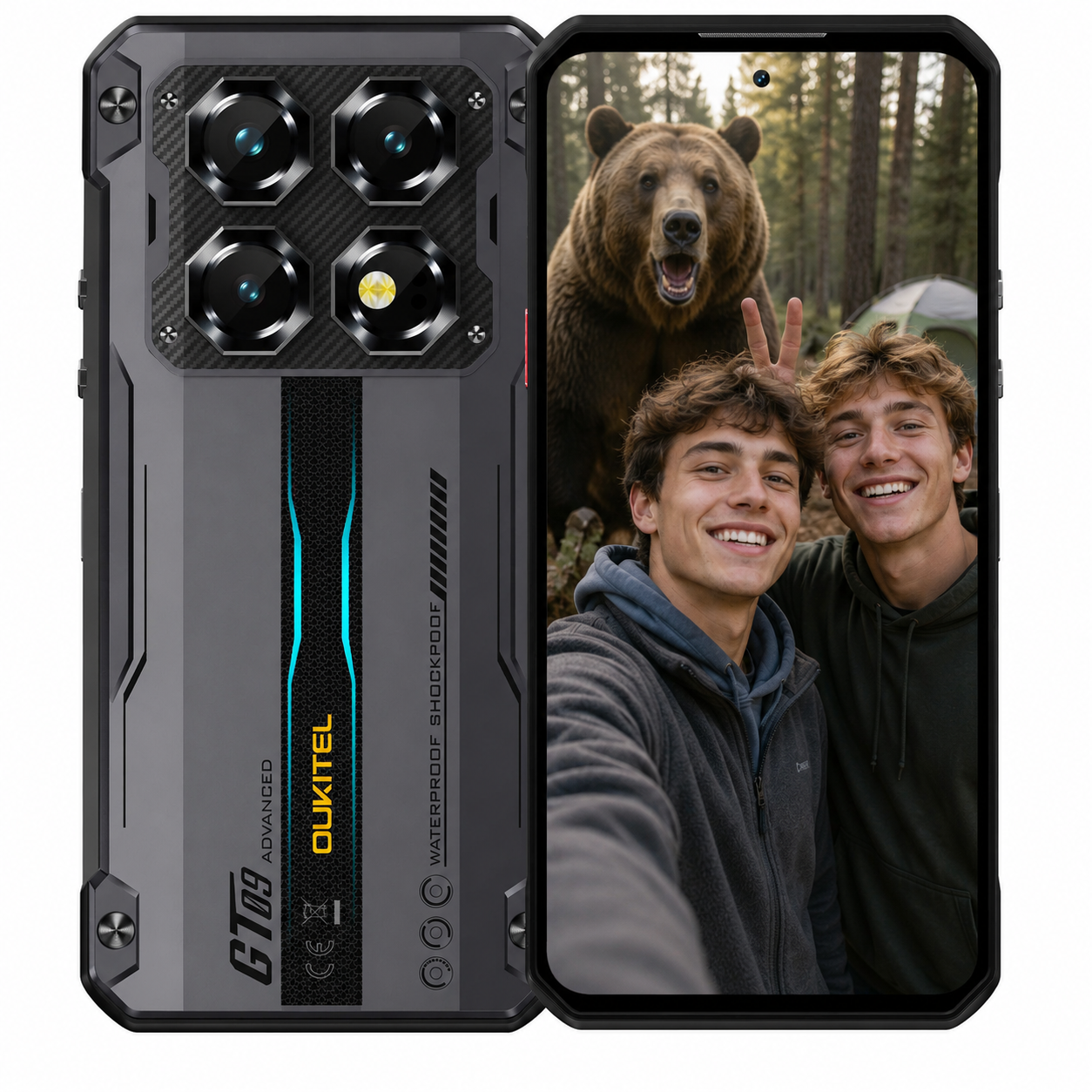 Oukitel WP60 Slim Rugged Phone, 8GB+256GB, Night Vision, 108MP Camera, Side Fingerprint, 7.2 inch Android 15 Dimensity 7025 Octa Core, NFC, Network: 5G (Black)