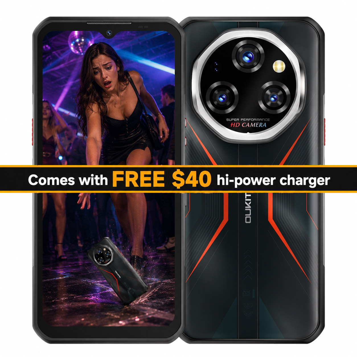 Oukitel WP55 Pro 5G Rugged Phone, 48GB+512GB, 108MP Camera, Fingerprint, 6.6 inch Android 15 Dimensity 7025 Octa Core, NFC, OTG, Network: 5G (Orange)