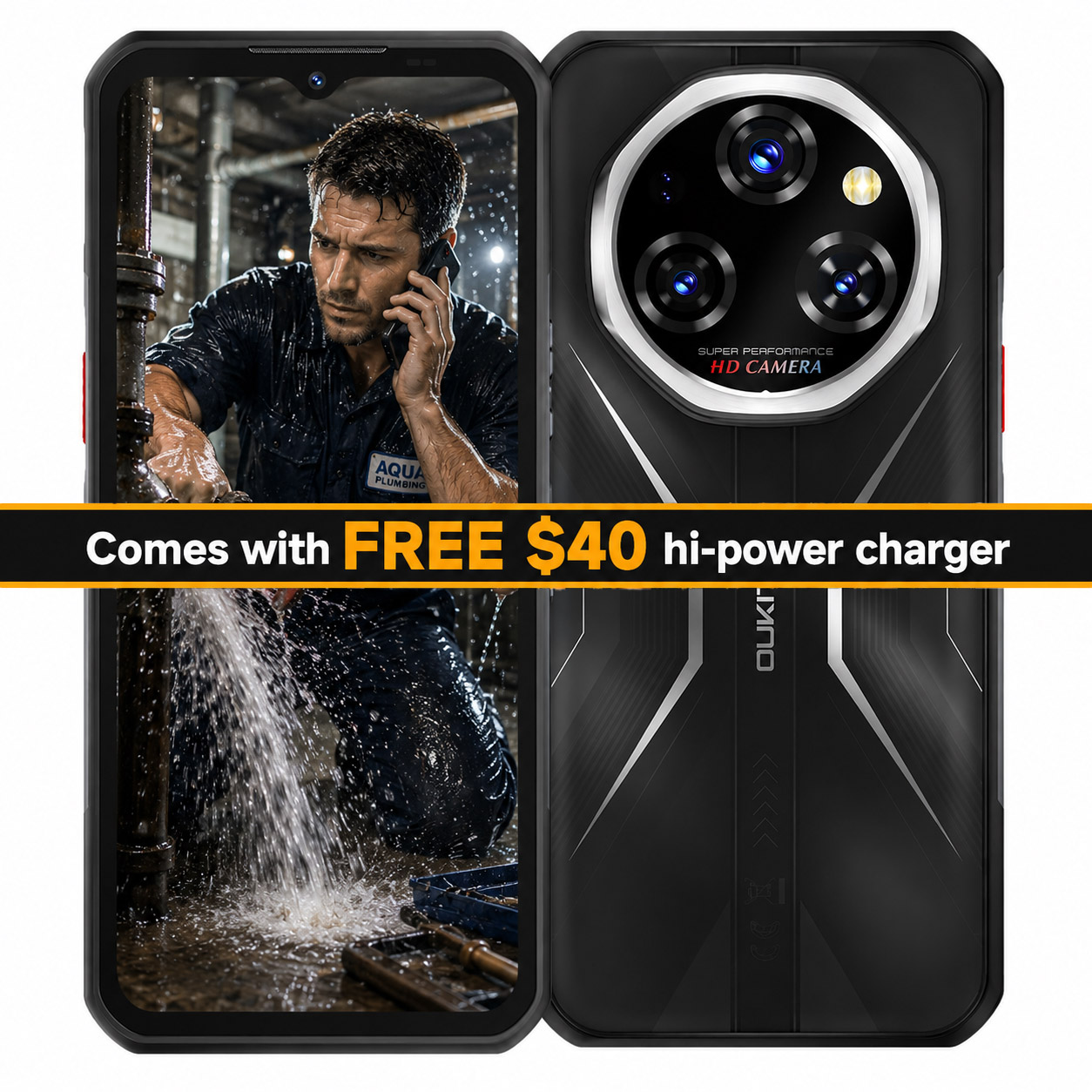 Oukitel WP55 Pro 5G Rugged Phone, 48GB+512GB, 108MP Camera, Fingerprint, 6.6 inch Android 15 Dimensity 7025 Octa Core, NFC, OTG, Network: 5G (Silver)