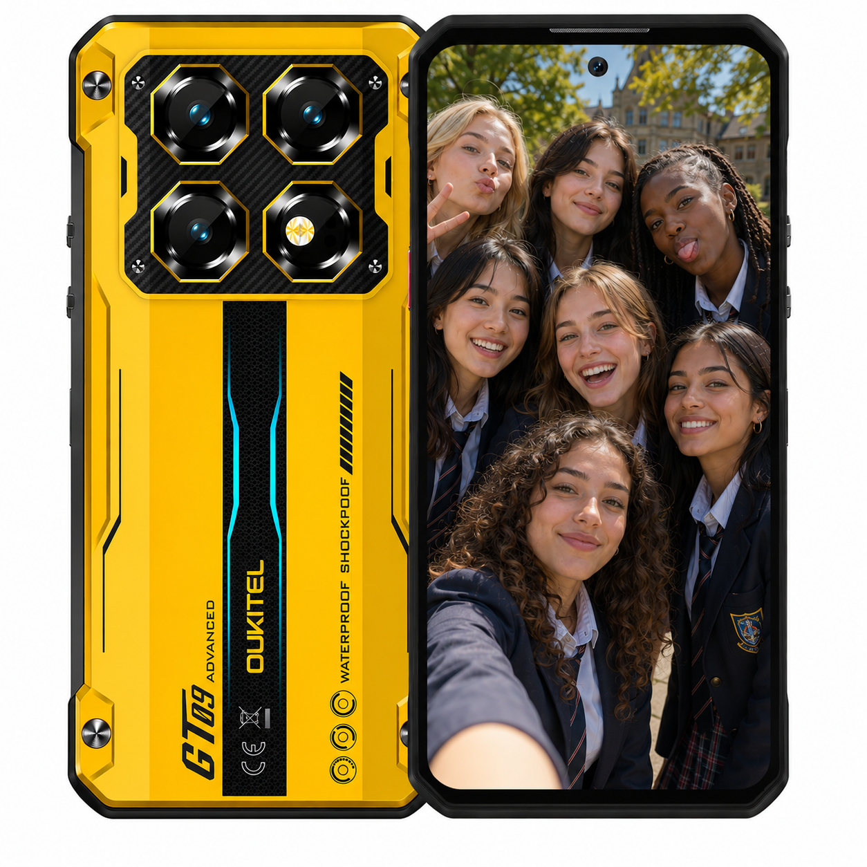 Oukitel WP60 Slim Rugged Phone, 8GB+256GB, Night Vision, 108MP Camera, Side Fingerprint, 7.2 inch Android 15 Dimensity 7025 Octa Core, NFC, Network: 5G (Yellow)