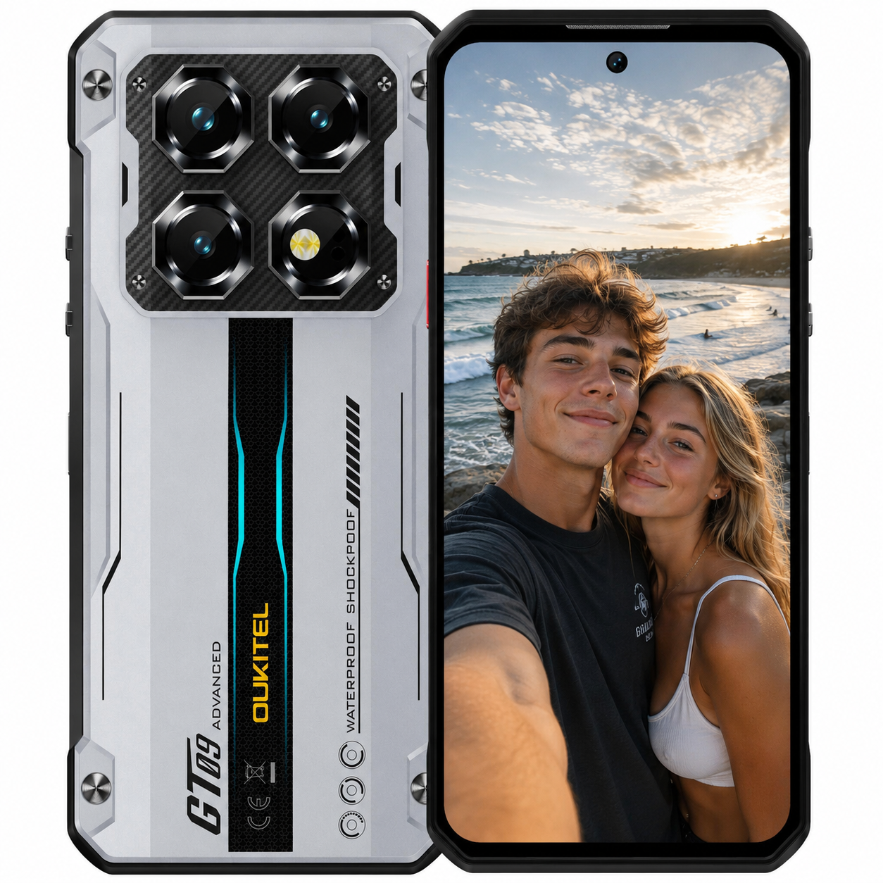 Oukitel WP60 Slim Rugged Phone, 8GB+256GB, Night Vision, 108MP Camera, Side Fingerprint, 7.2 inch Android 15 Dimensity 7025 Octa Core, NFC, Network: 5G (Silver)
