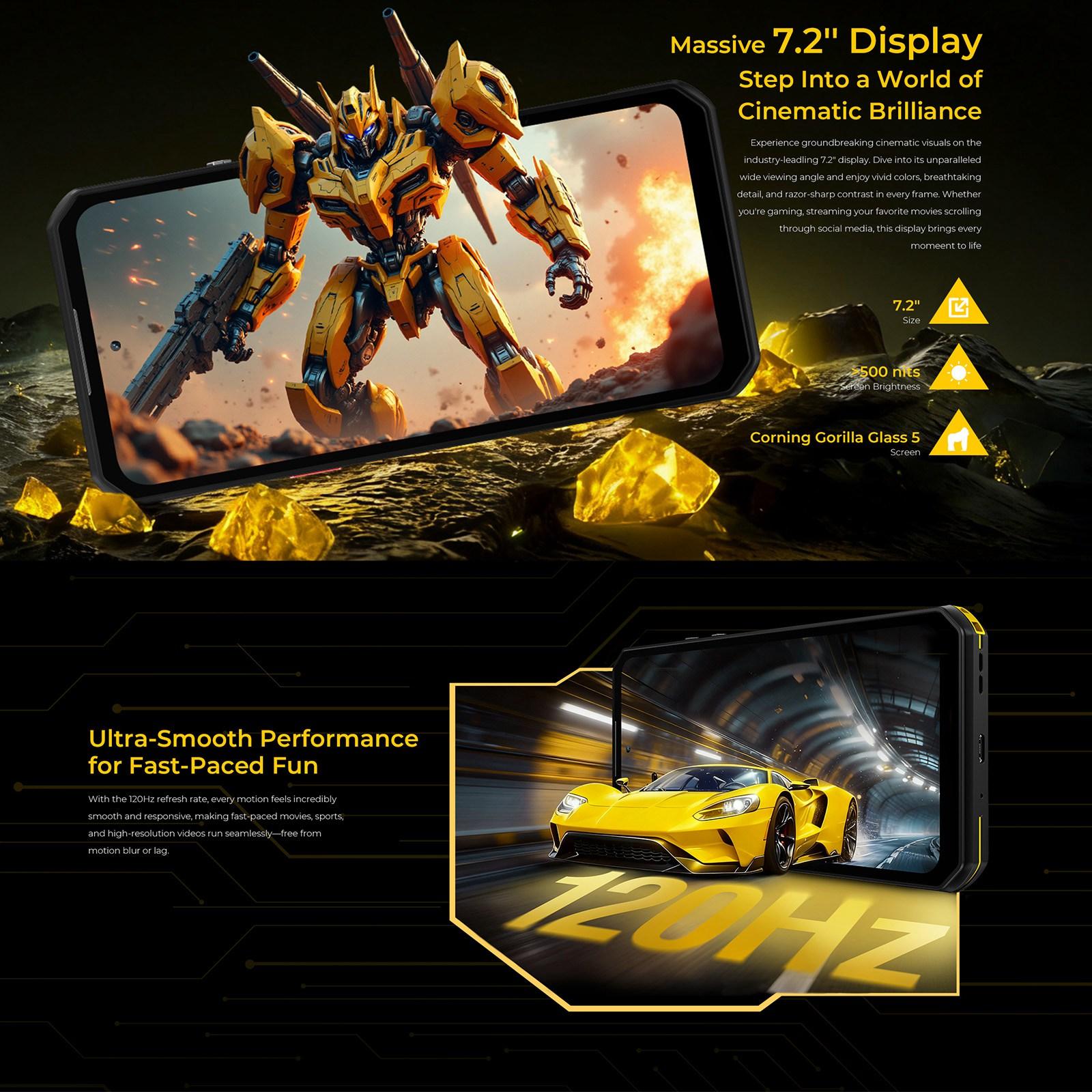 Oukitel WP60 Slim Rugged Phone, 8GB+256GB, Night Vision, 108MP Camera, Side Fingerprint, 7.2 inch Android 15 Dimensity 7025 Octa Core, NFC, Network: 5G (Black) - Image 3