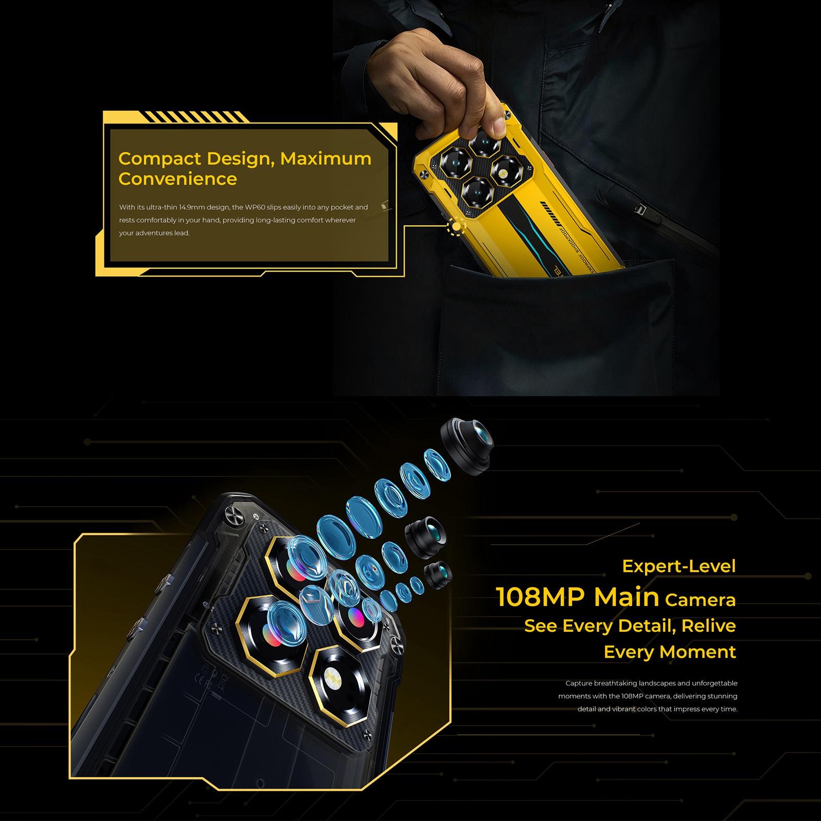 Oukitel WP60 Slim Rugged Phone, 8GB+256GB, Night Vision, 108MP Camera, Side Fingerprint, 7.2 inch Android 15 Dimensity 7025 Octa Core, NFC, Network: 5G (Black) - Image 9