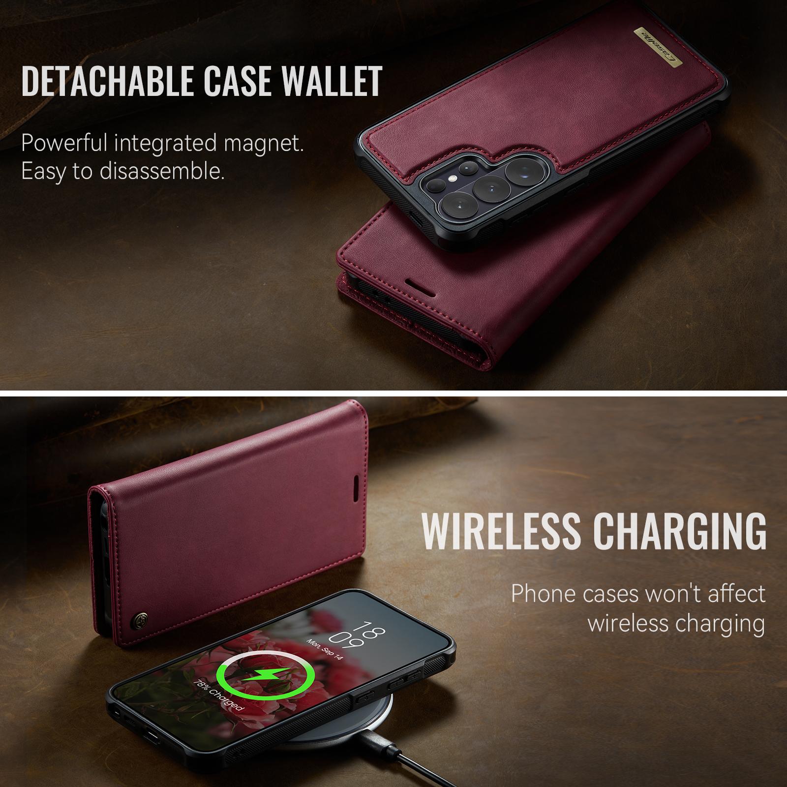 Samsung Galaxy S25+ 5G CaseMe C49 Magnetic RFID Blocking Detachable Wallet Leather Phone Case (Red) - Image 7