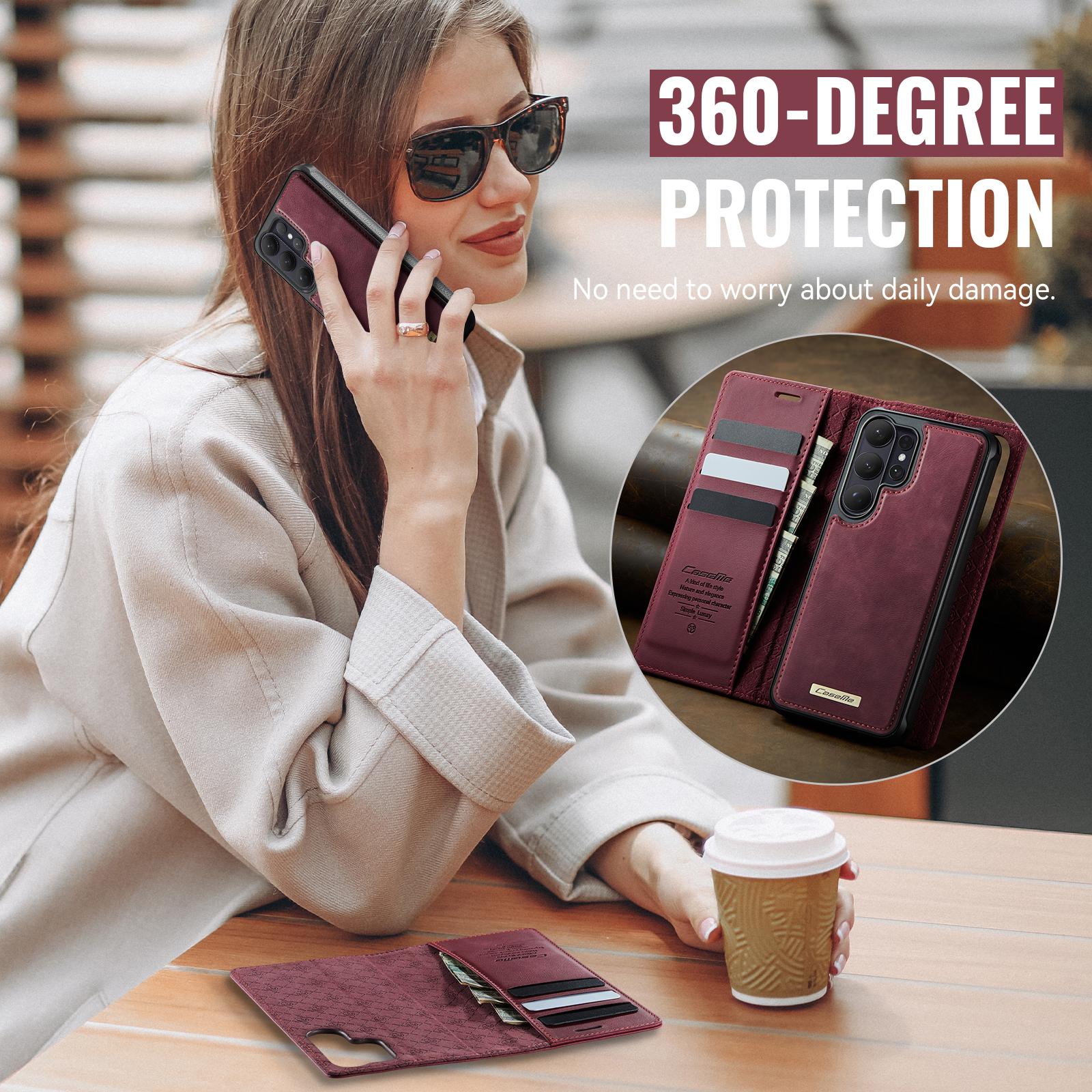 Samsung Galaxy S25+ 5G CaseMe C49 Magnetic RFID Blocking Detachable Wallet Leather Phone Case (Red) - Image 8