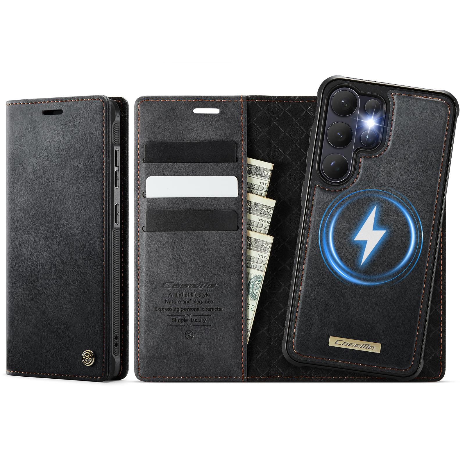 Samsung Galaxy S24 FE 5G CaseMe C49 Magnetic RFID Blocking Detachable Wallet Leather Phone Case (Black)