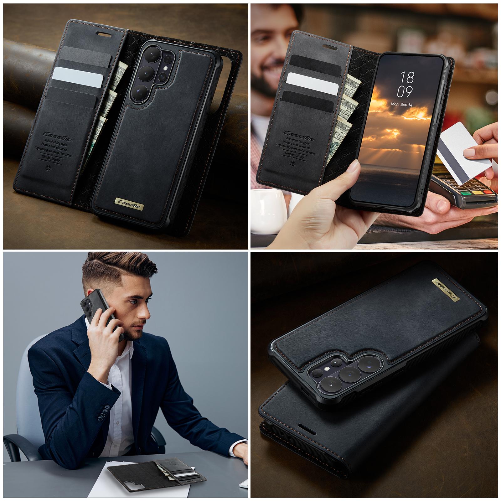 Samsung Galaxy S24 FE 5G CaseMe C49 Magnetic RFID Blocking Detachable Wallet Leather Phone Case (Black) - Image 11
