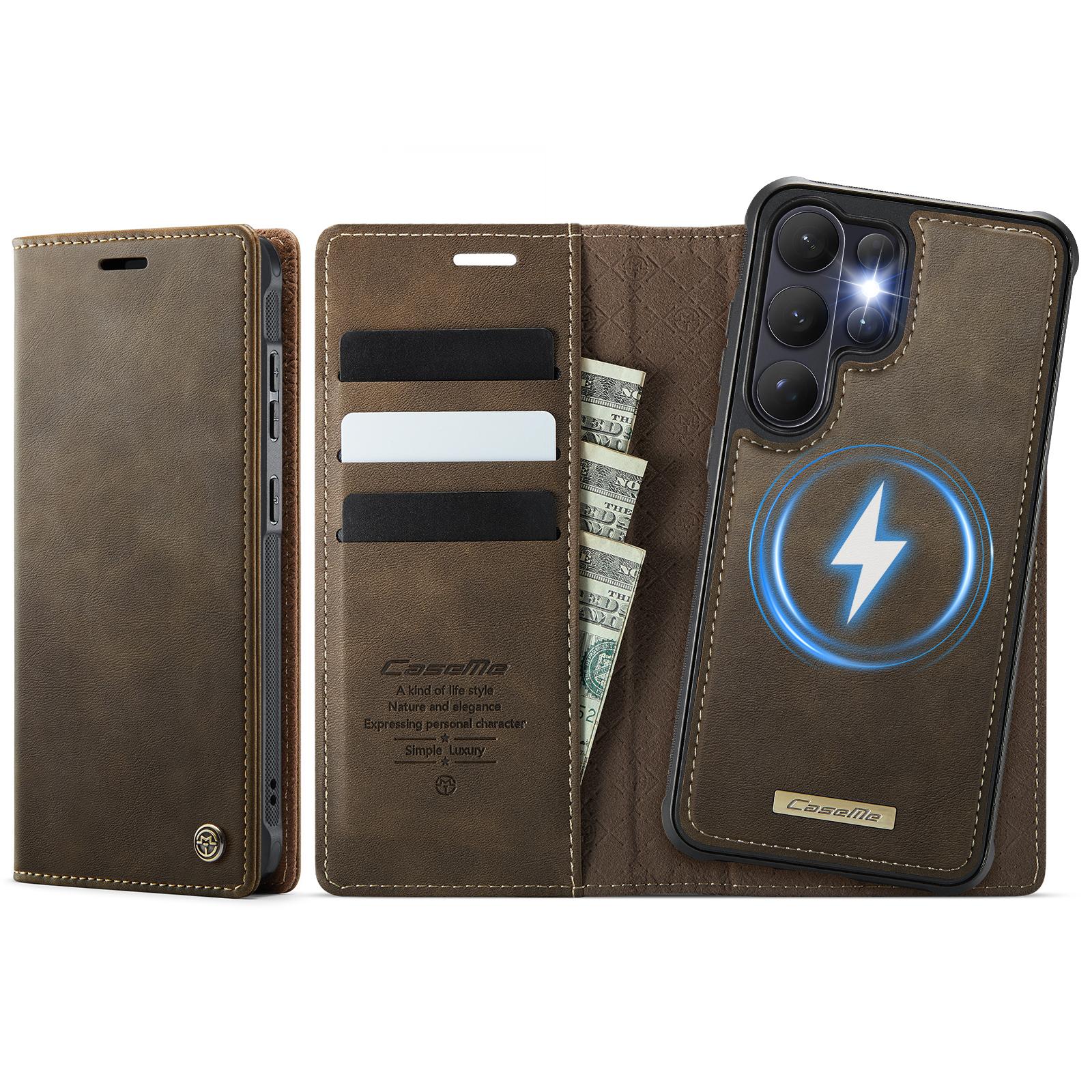 Samsung Galaxy A57 5G CaseMe C49 Magnetic RFID Blocking Detachable Wallet Leather Phone Case (Coffee)