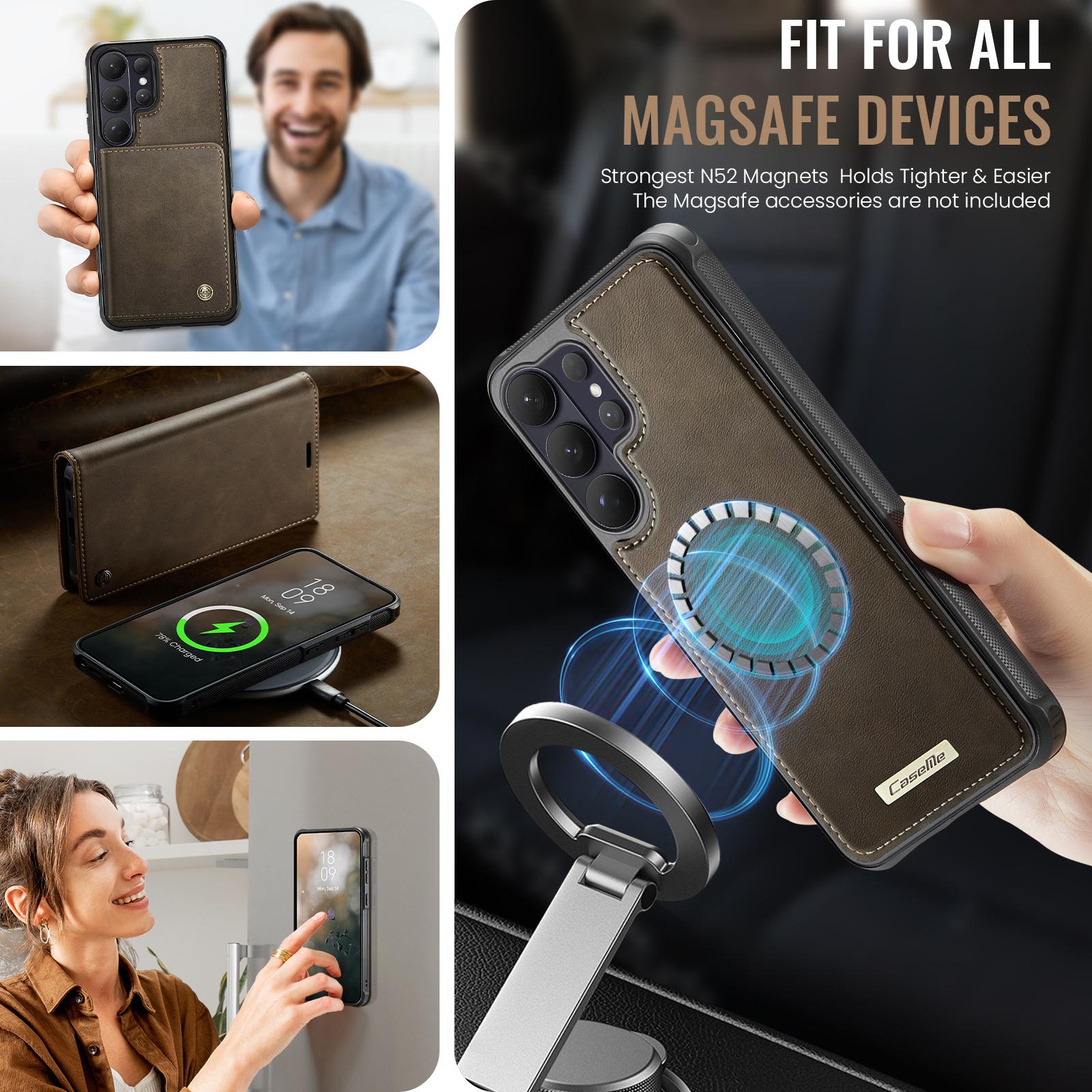 Samsung Galaxy A57 5G CaseMe C49 Magnetic RFID Blocking Detachable Wallet Leather Phone Case (Coffee) - Image 4