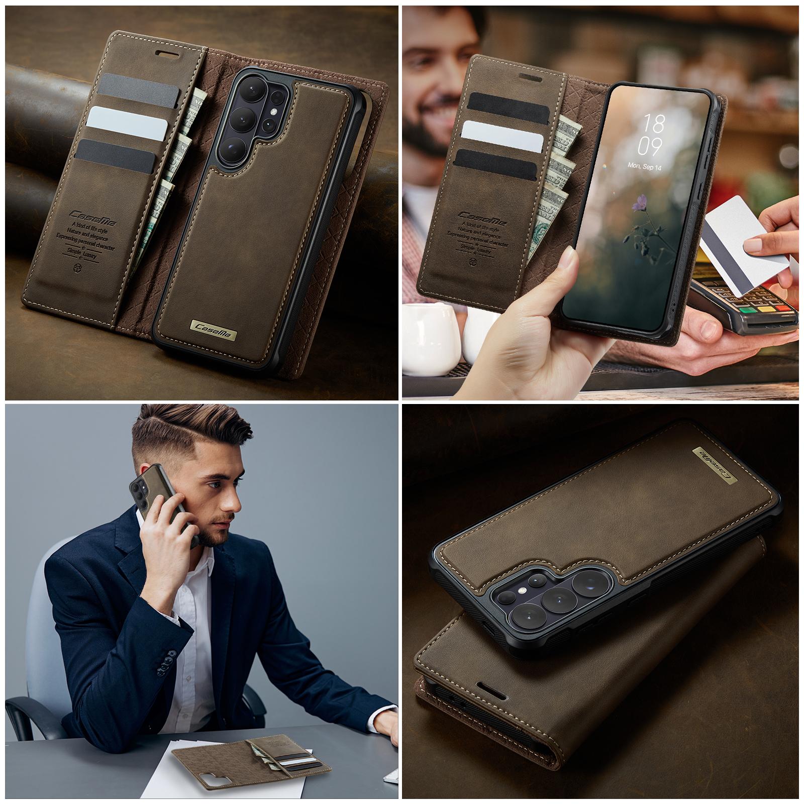 Samsung Galaxy A57 5G CaseMe C49 Magnetic RFID Blocking Detachable Wallet Leather Phone Case (Coffee) - Image 11