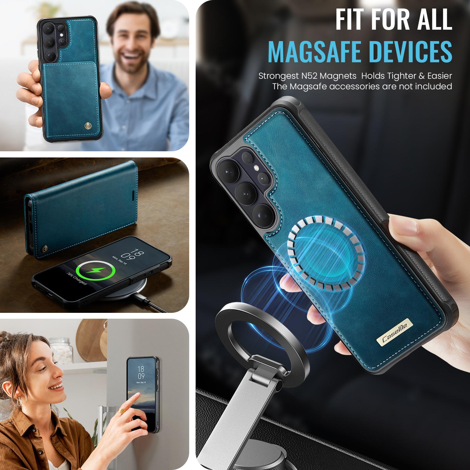 Samsung Galaxy S26 Ultra 5G CaseMe C49 Magnetic RFID Blocking Detachable Wallet Leather Phone Case (Green) - Image 4