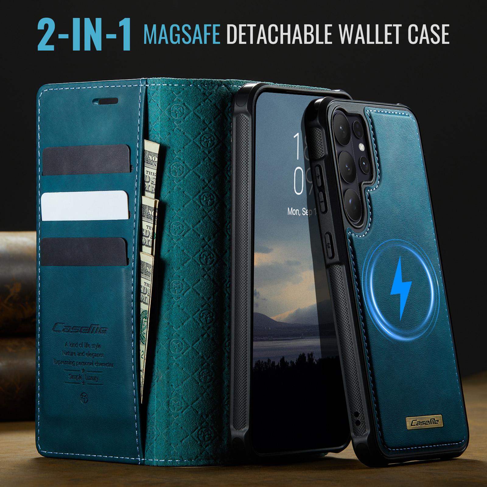 Samsung Galaxy S26 Ultra 5G CaseMe C49 Magnetic RFID Blocking Detachable Wallet Leather Phone Case (Green) - Image 5