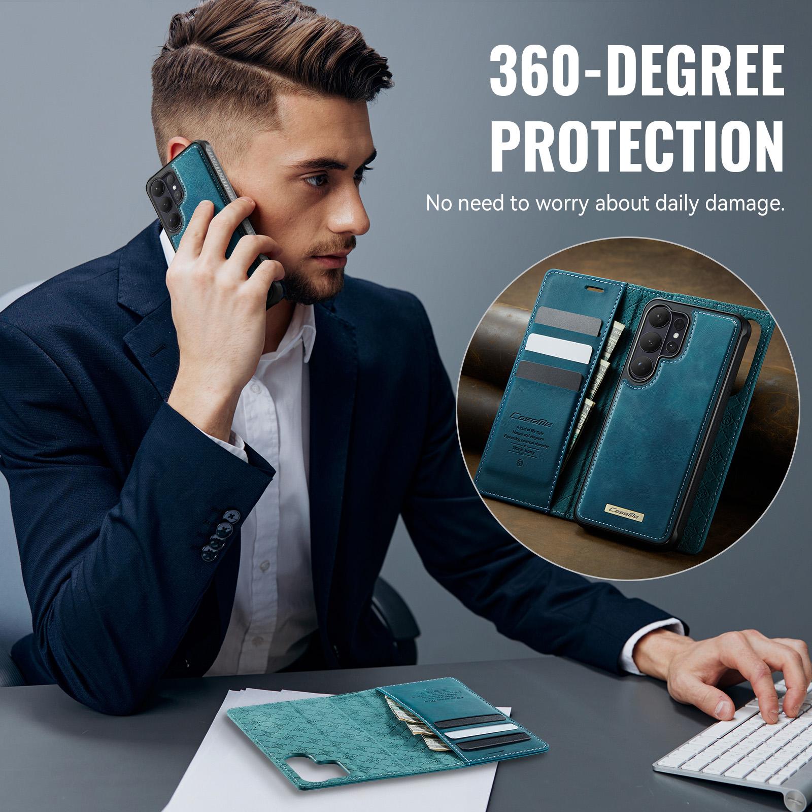 Samsung Galaxy S26 Ultra 5G CaseMe C49 Magnetic RFID Blocking Detachable Wallet Leather Phone Case (Green) - Image 11