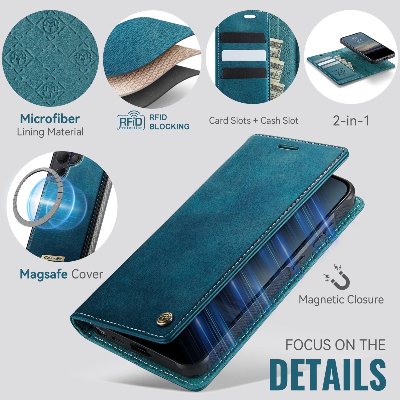 Samsung Galaxy S26 Ultra 5G CaseMe C49 Magnetic RFID Blocking Detachable Wallet Leather Phone Case (Green) - Image 8