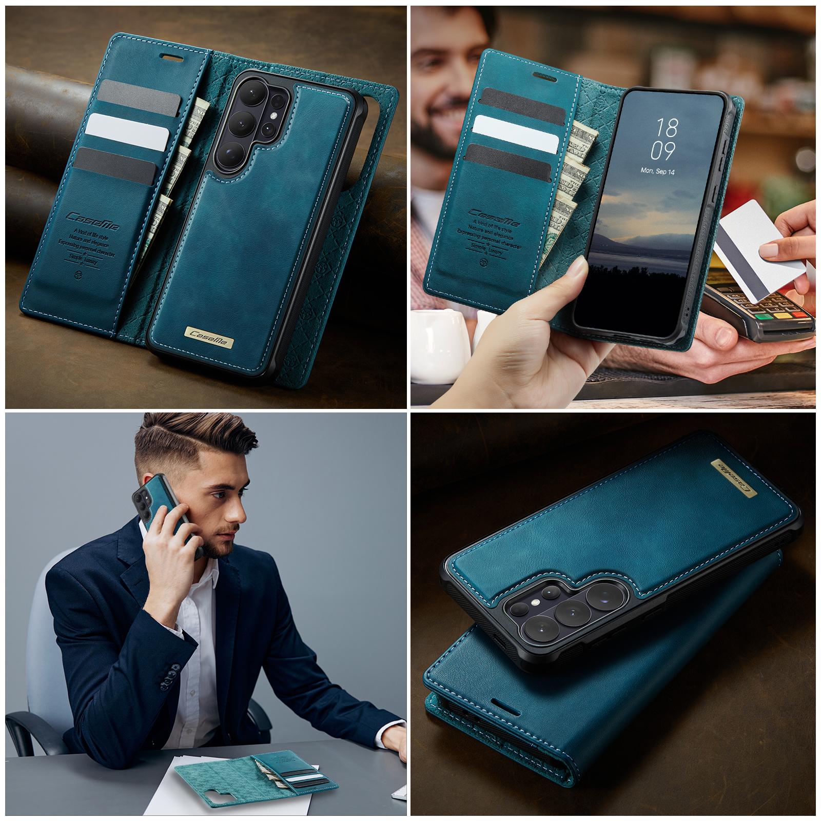 Samsung Galaxy S26 Ultra 5G CaseMe C49 Magnetic RFID Blocking Detachable Wallet Leather Phone Case (Green) - Image 9